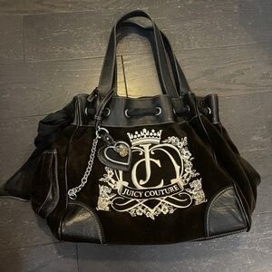 Vintage Juicy Couture Daydreamer heart charm Purse Y2K Bag Velour Dark Brown